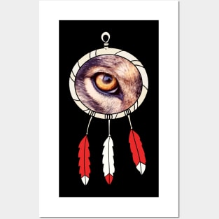 Dream catcher and wolf Posters and Art